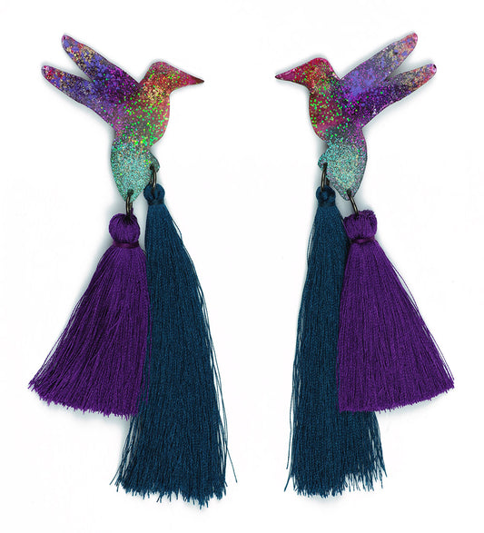 Hummingbird resin earrings statement handmade Brisbane 