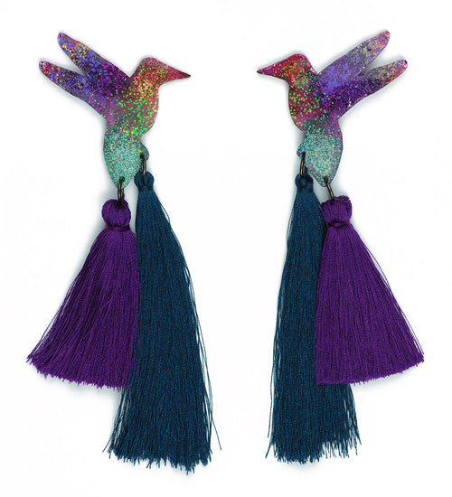 Hummingbird resin earrings statement handmade Brisbane 
